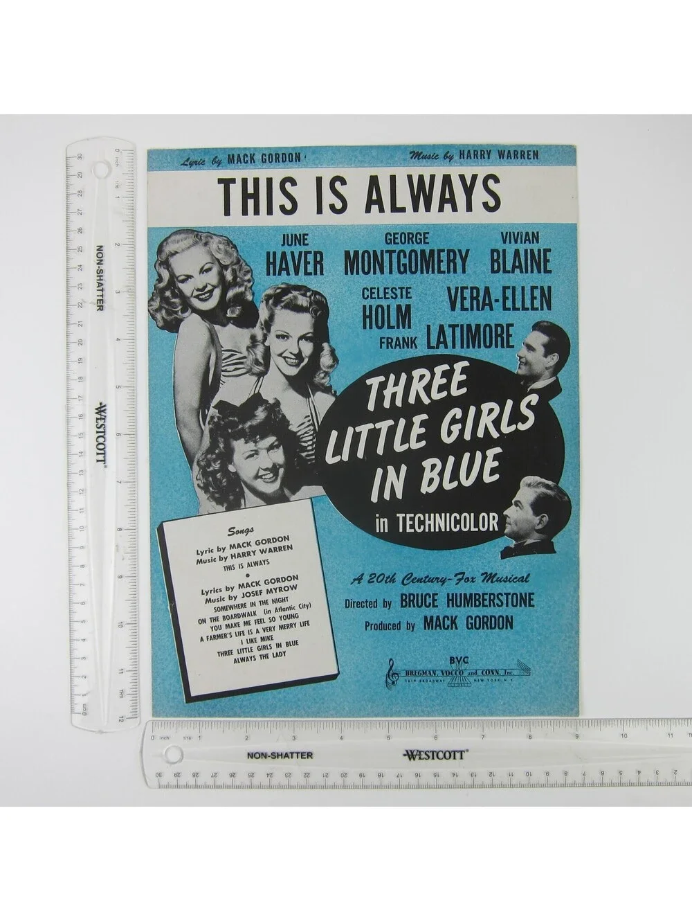 Sheet Music This Is Always Three Little Girls In Blue June Haver Vintage 1946